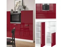 Bloque de cocina rojo brillo intenso/blanco 180x46x81.6 r-line