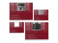 Bloque de cocina rojo brillo intenso/blanco 180x46x81.6 r-line