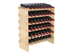 Botellero Apilable SucceBuy para 48 Botellas, Estante de Exhibición de Madera de Bambú de 6 Niveles