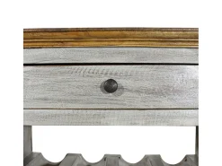 Botellero de madera maciza reciclada 55x23x85 cm ES665872