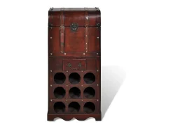 Botellero de madera para 9 botellas baúl con cajón ES221263