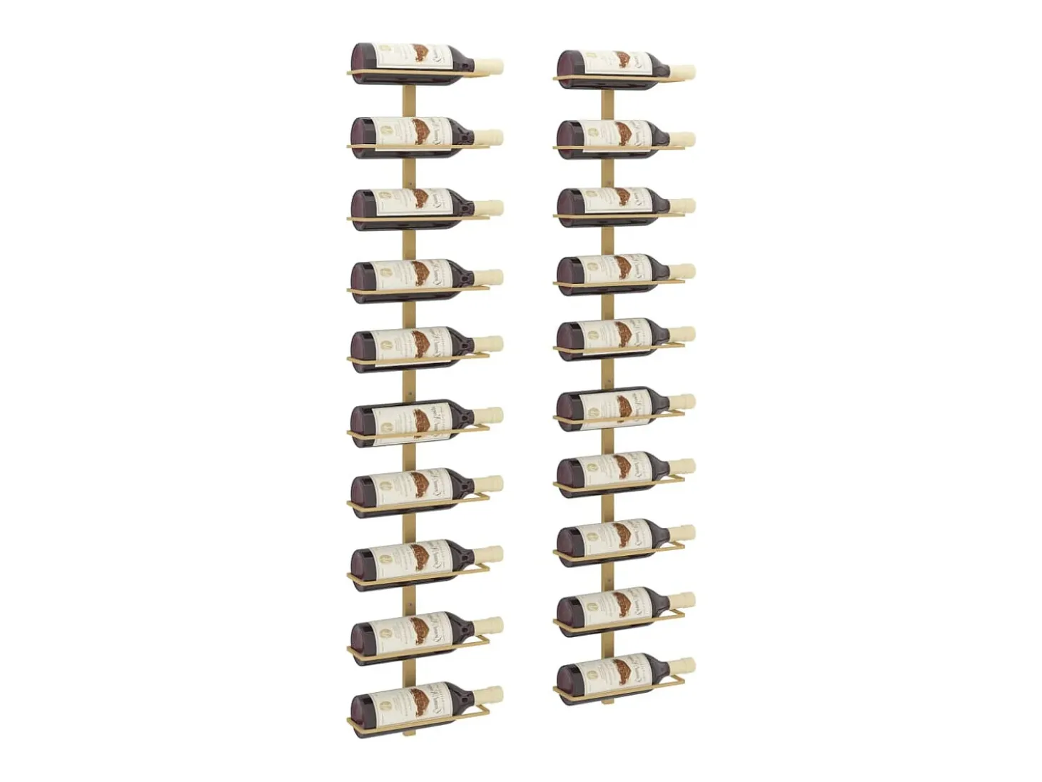 Botellero de pared para 10 botellas 2 unidades metal dorado ES311299