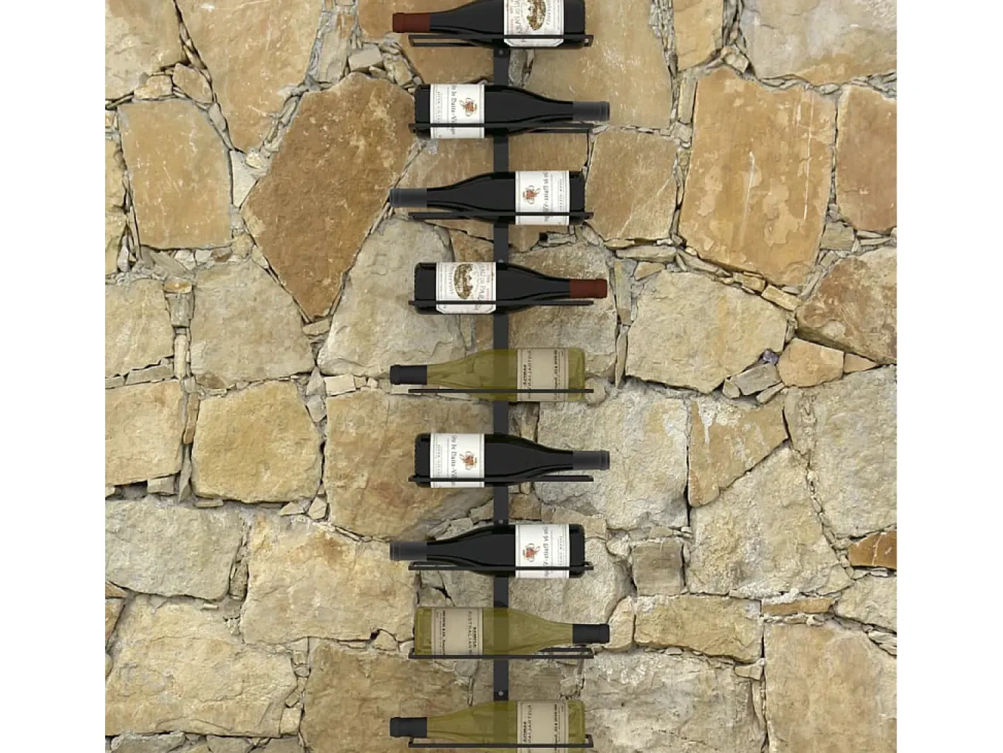 Botellero de pared para 9 botellas hierro negro ES384182