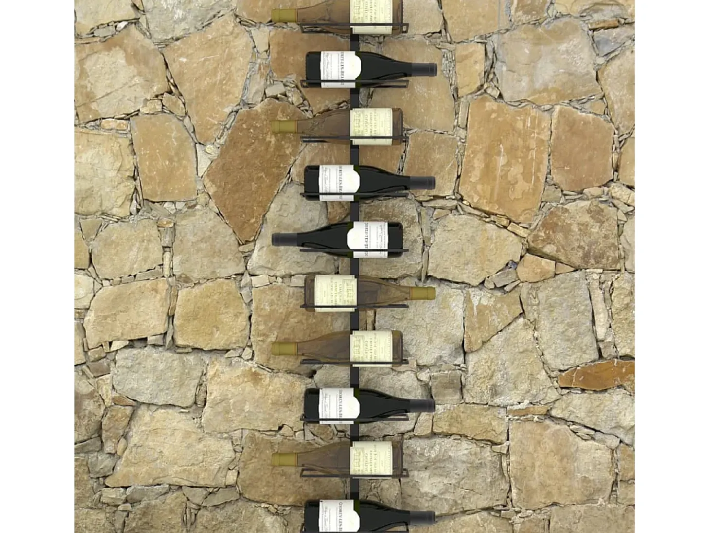 Botellero de pared para 10 botellas metal negro ES727546