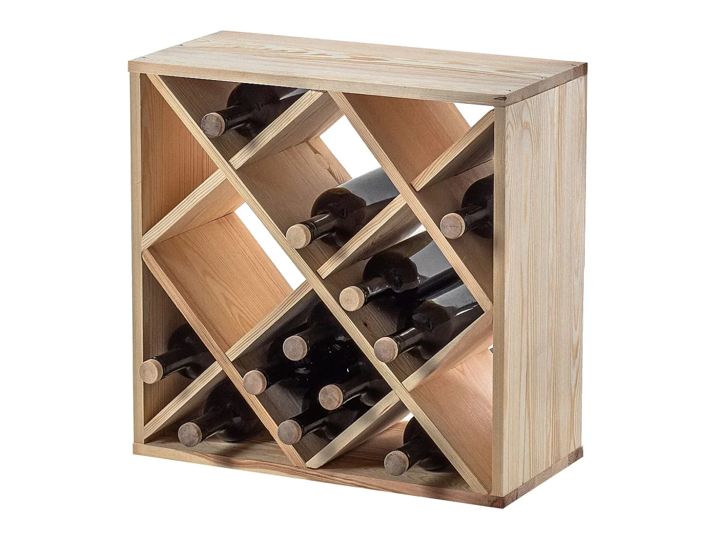 Botellero Loreo, rejilla de madera, marrón claro