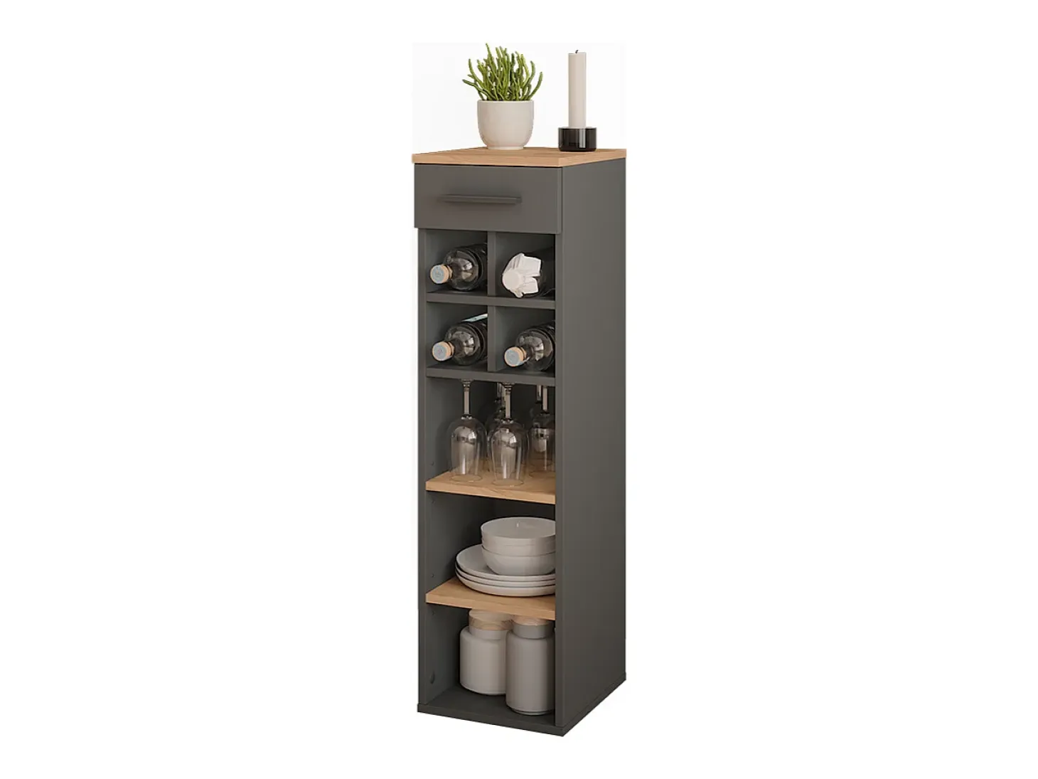 Botellero oro power roble/antracita 30x34.5x106 repose