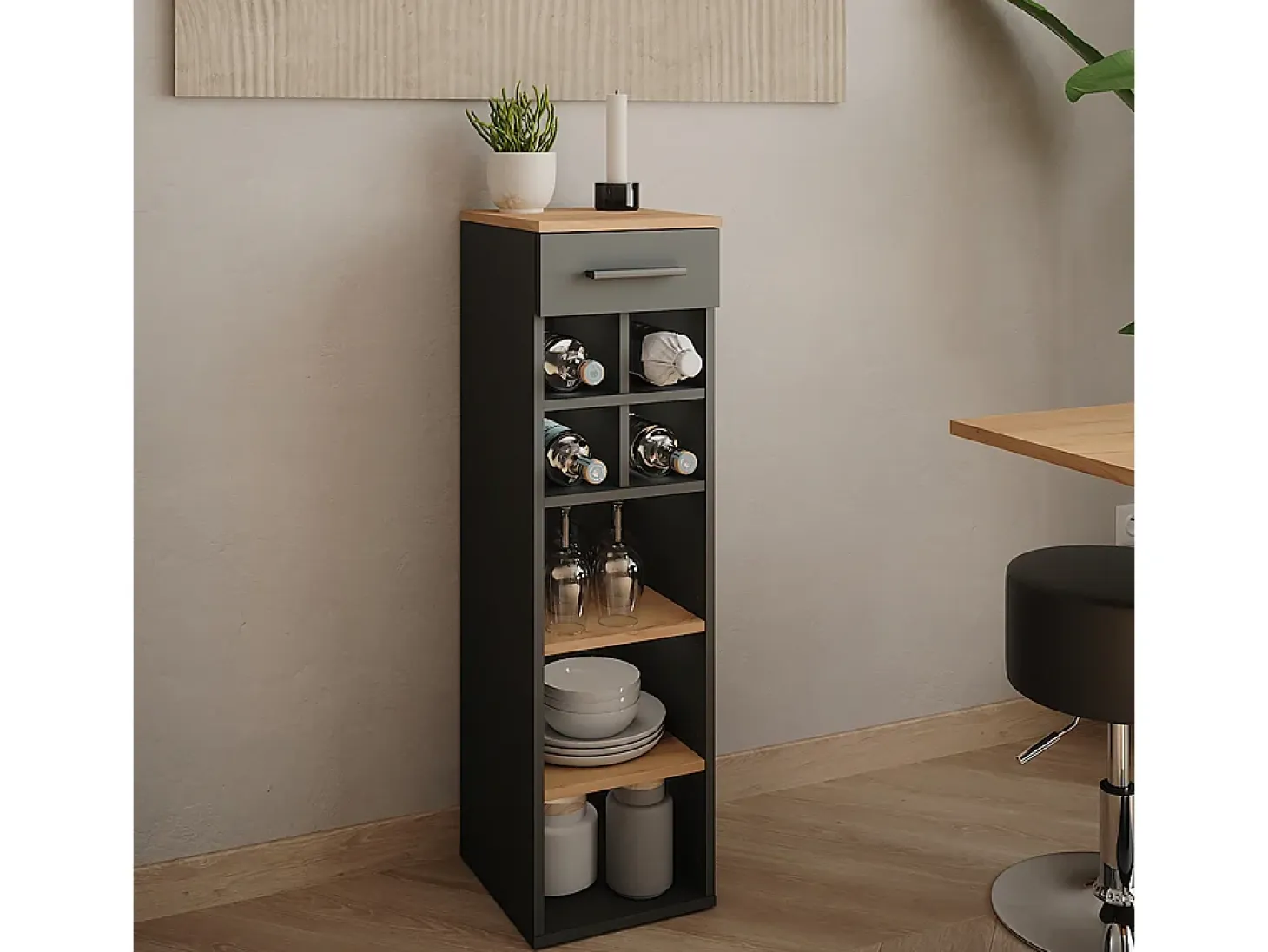 Botellero oro power roble/antracita 30x34.5x106 repose