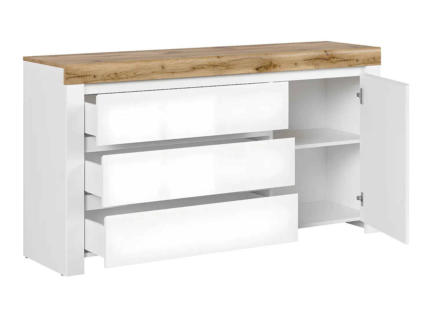 Bufé 3 cajones y 1 puerta Hella Blanco y Madera