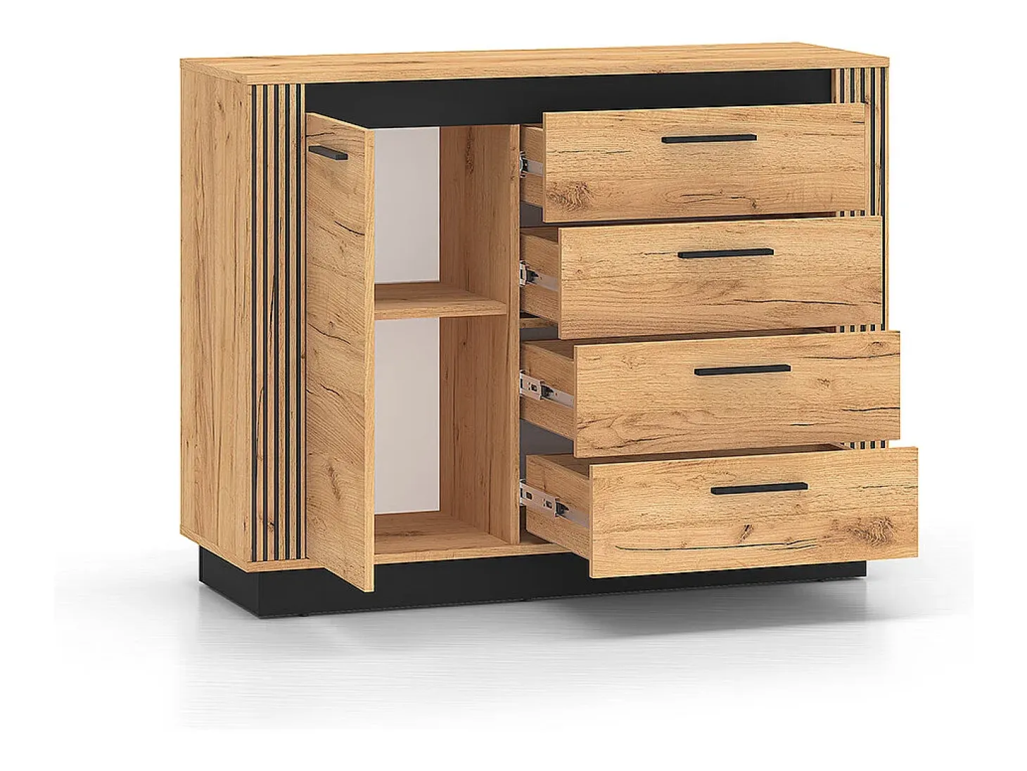 Bufé 1 puerta 4 cajones Solal Madera y Negro