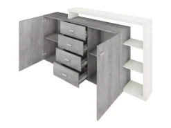 Bufé 2 puertas 4 cajones Ilyes Blanco y Concreto