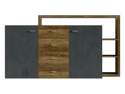 Bufé 2 puertas 4 cajones Ilyes Gris y Madera