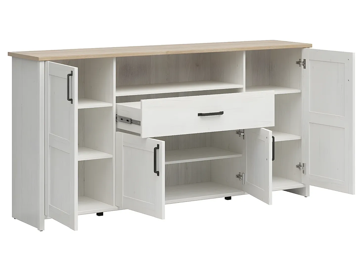 Bufé 4 puertas y 1 cajón Aksel Blanco y Madera