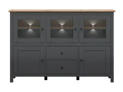 Bufé 5 puertas y 2 cajones con LED Duck Gris antracita y Madera