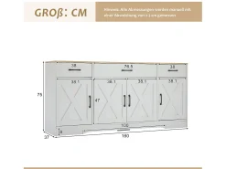 Buffé moderno 160x37x75 cm - con 3 cajones - con 4 puertas - blanco