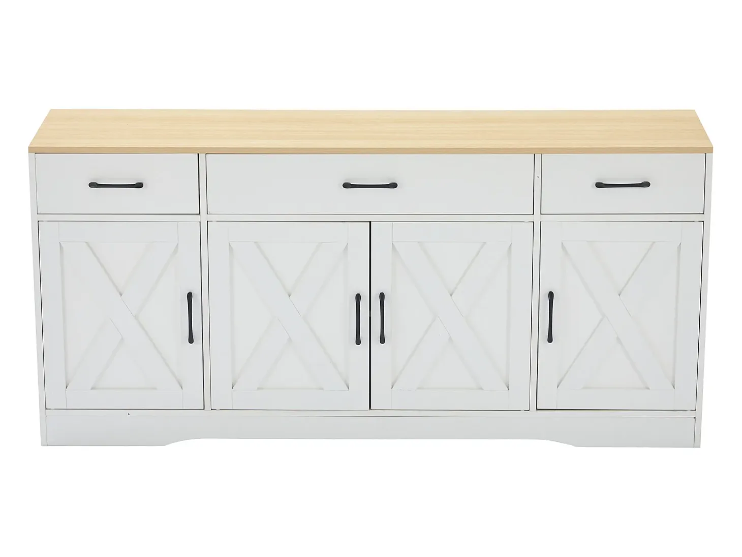 Buffé moderno 160x37x75 cm - con 3 cajones - con 4 puertas - blanco