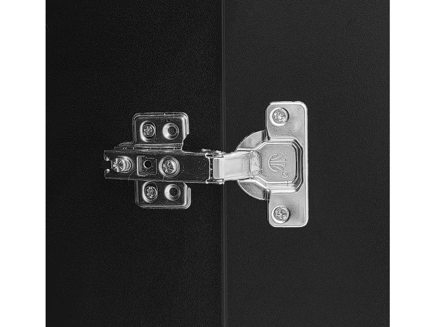 Buffet 95×35×83 cm - acabado brillante - 1 puerta - con estantes de vidrio - paneles de partículas - negro