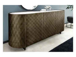 Buffet 150 cm 3 puertas 1 cajón bronce y mármol blanco – Colección MILANO
