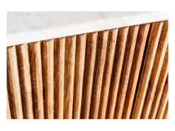 Buffet 105 cm 2 puertas madera maciza, mármol blanco y dorado – Colección YONA