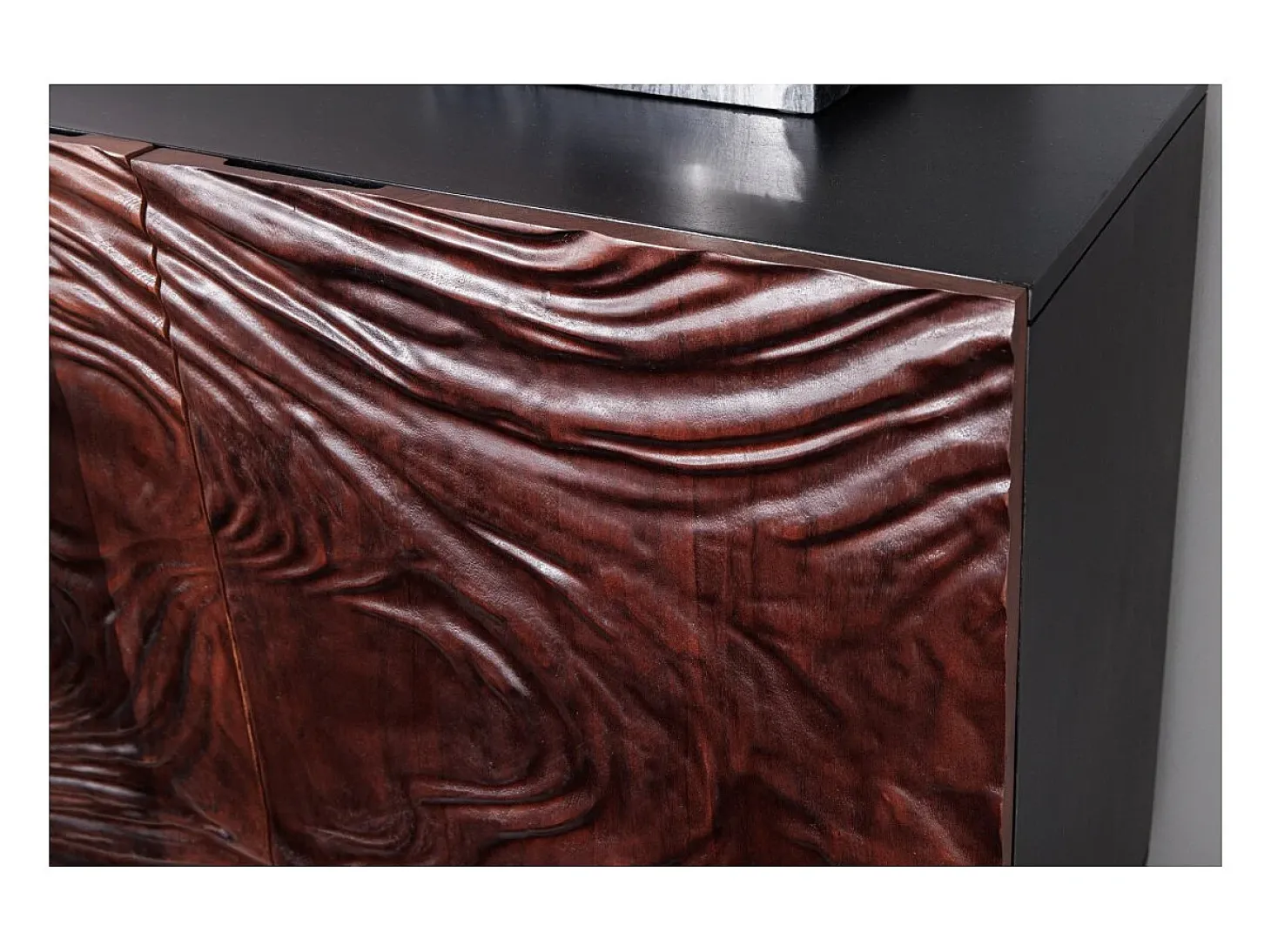 Buffet 175 cm 4 puertas madera maciza acacia negra y nogal oscuro – Colección GAÏA