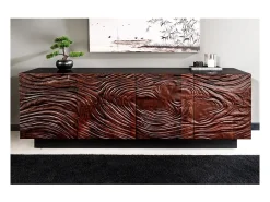 Buffet 175 cm 4 puertas madera maciza acacia negra y nogal oscuro – Colección GAÏA