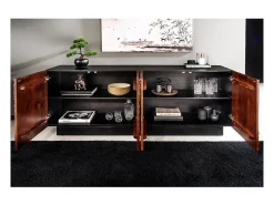 Buffet 175 cm 4 puertas madera maciza acacia negra y nogal oscuro – Colección GAÏA