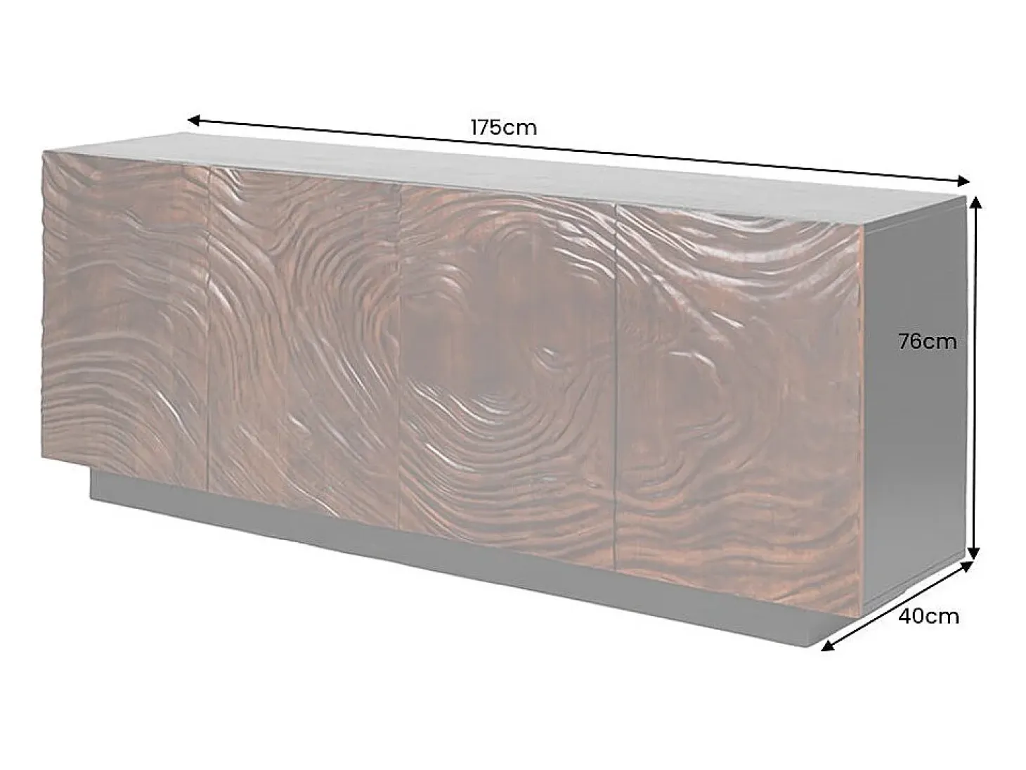 Buffet 175 cm 4 puertas madera maciza acacia negra y nogal oscuro – Colección GAÏA