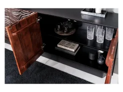 Buffet 175 cm 4 puertas madera maciza acacia negra y nogal oscuro – Colección GAÏA