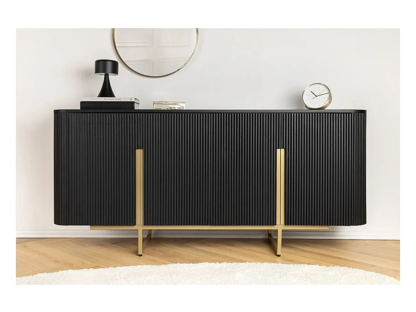 Buffet 160 cm 4 puertas negro y dorado – Colección ORION