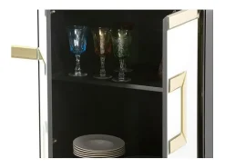 Buffet 4 puertas cristal blanco y negro decoración oro