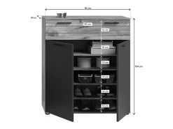 Buffet 2 puertas y 1 cajón – Gris antracita y roble claro – SELMA