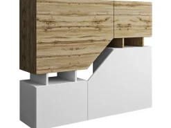 Buffet alto "Ceelias" - 120 x 32 x 100 cm - Blanco/Marrón