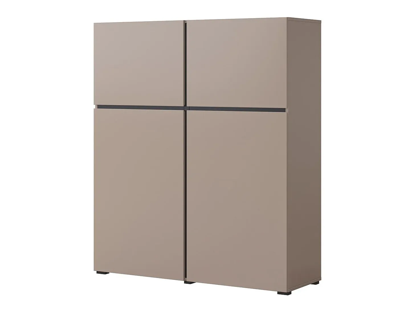 Buffet alto de color beige y negro L120xH140xP40 colección HAVANA. Aparador alto de diseño con 4 puertas.