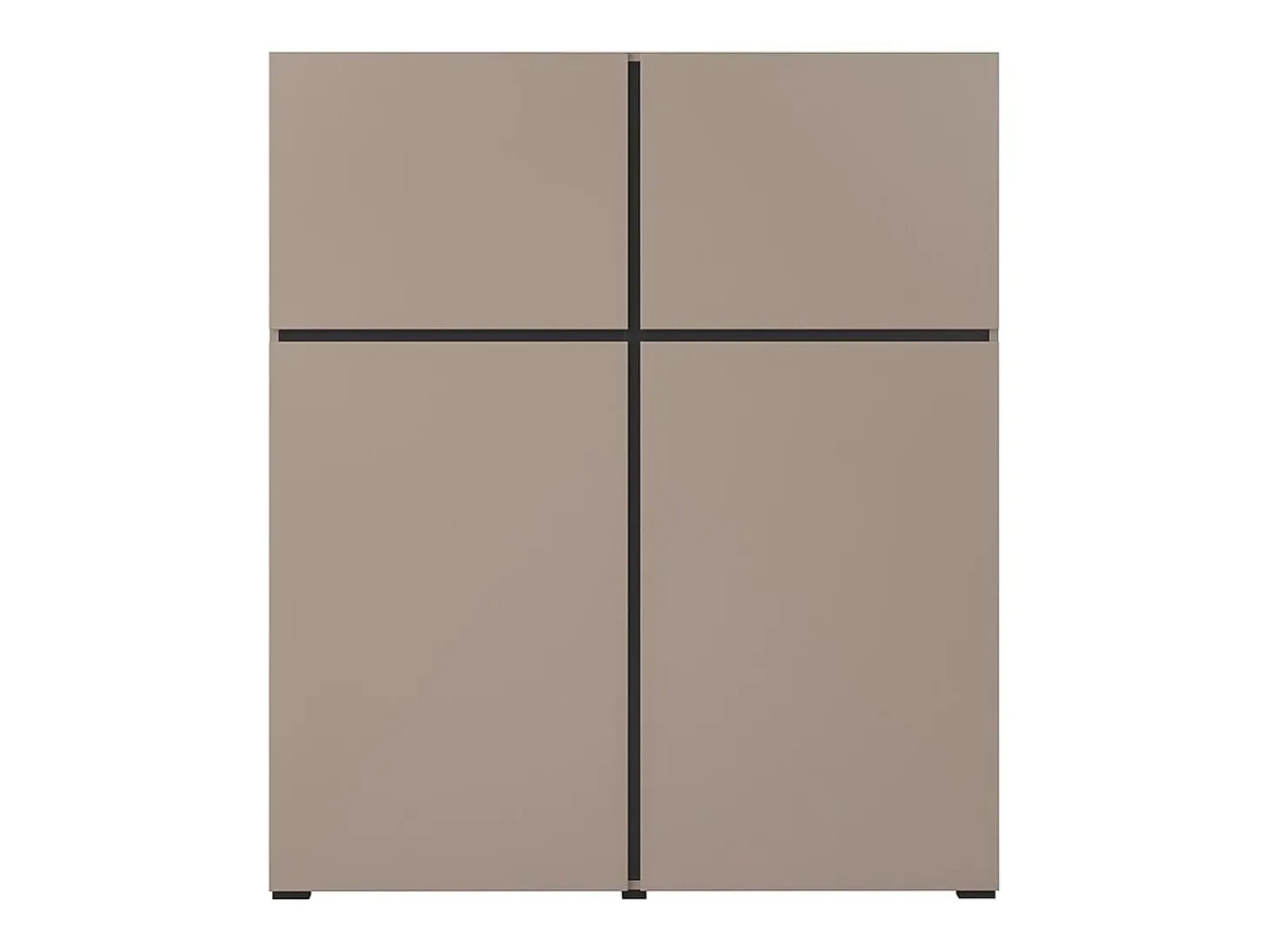 Buffet alto de color beige y negro L120xH140xP40 colección HAVANA. Aparador alto de diseño con 4 puertas.