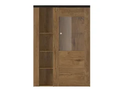 Buffet alto de diseño con 1 puerta para salón en color roble y negro efecto madera. Colección SANTIAGO.
