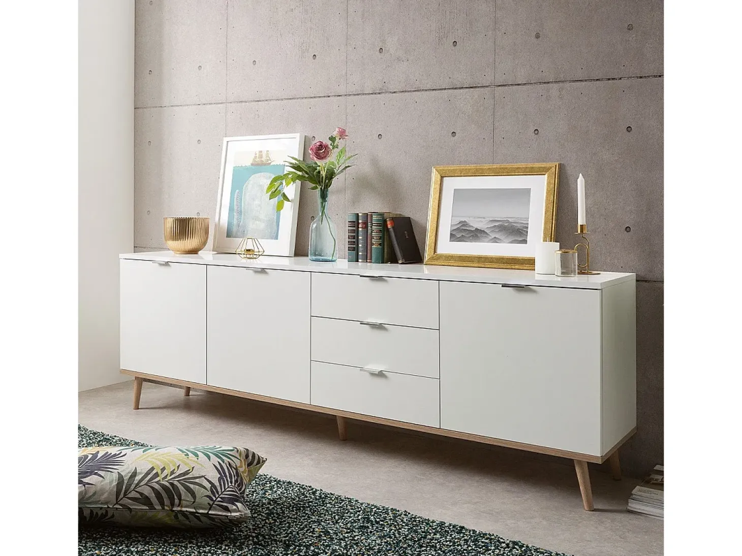 Buffet Bajo 3 Puertas 2 Estantes 3 Cajones L200 cm - Copenhague