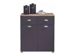 Buffet Bajo Cocina Asfeld Gris Grafito 2 Puertas Cajones 90x80x40 cm