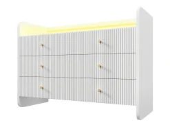 Buffet bajo con LED - con 6 cajones - blanco