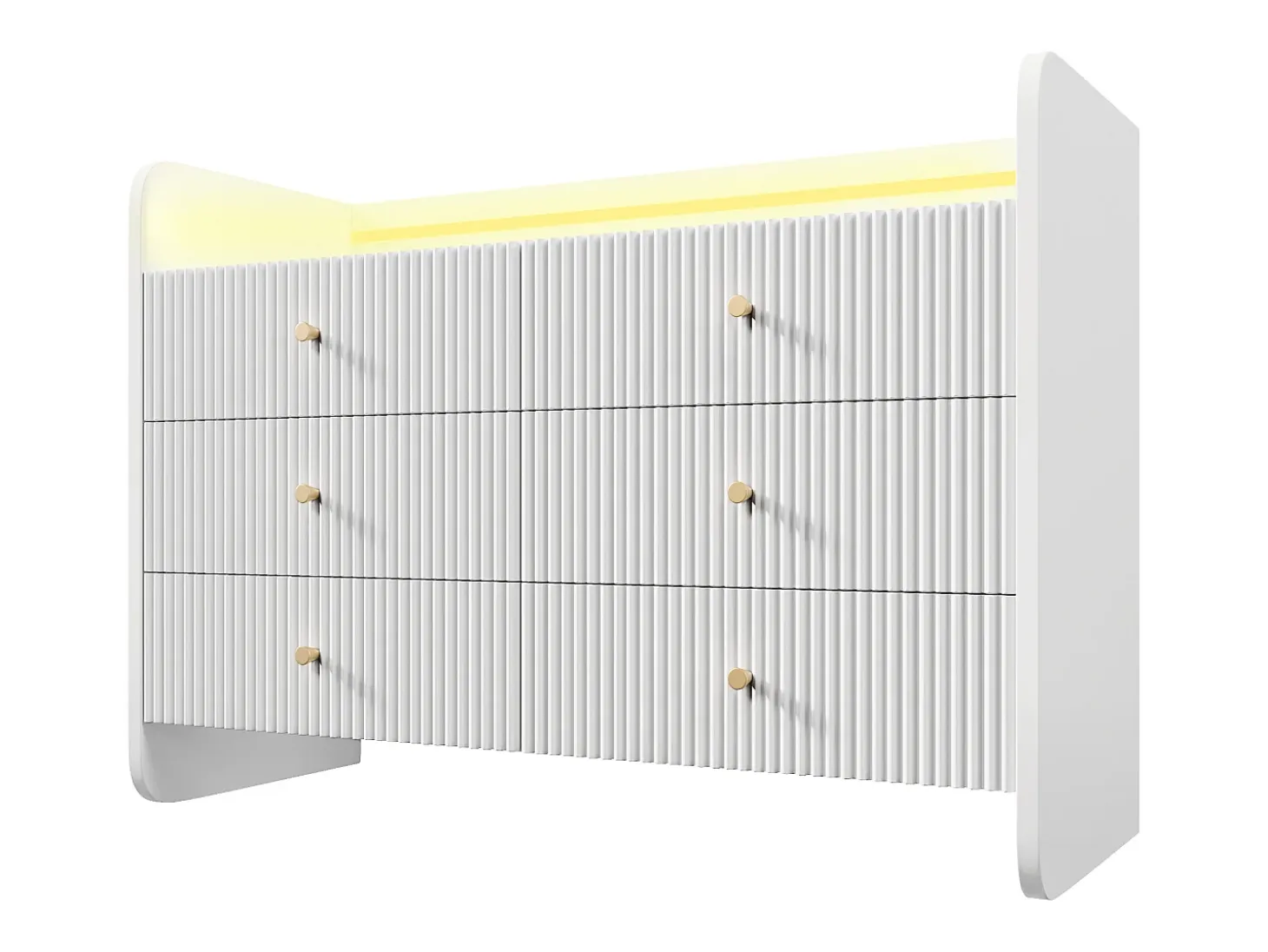 Buffet bajo con LED - con 6 cajones - blanco