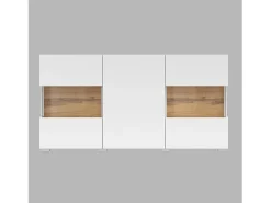 Buffet 120cm colección EVA 3 puertas. Color blanco y roble.