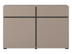 Buffet 120cm color beige y negro colección HAVANA. Aparador de diseño con 2 puertas y 2 cajones.