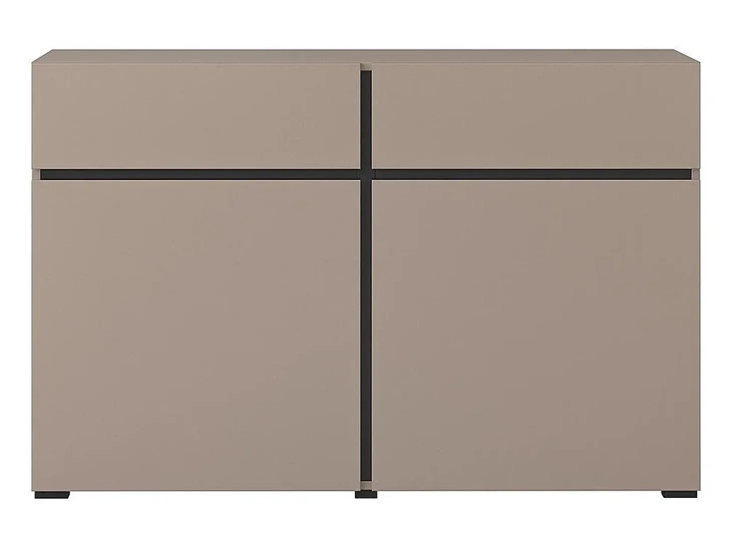 Buffet 120cm color beige y negro colección HAVANA. Aparador de diseño con 2 puertas y 2 cajones.