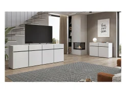 Buffet 120cm coloris blanc et noir collection HAVANA. Aparador de diseño con 2 puertas y 2 cajones.
