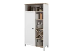 Buffet Cocina Coper Botellero 1 Puerta 9 Estantes Blanco/Roble 95x185 cm