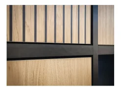 Buffet CRISS – 2 puertas, 2 cajones, LED – Roble claro y negro