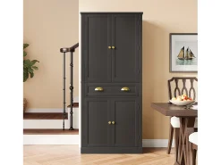 Buffet de cocina 80×40×182 cm - con 2 puertas y 1 cajón - 2 puertas con estantes - negro