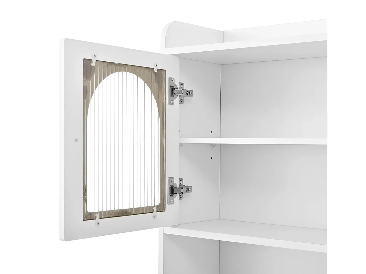 Buffet de cocina moderno 140x40x190cm - con estantes abiertos - con 3 cajones y 5 puertas - Blanco
