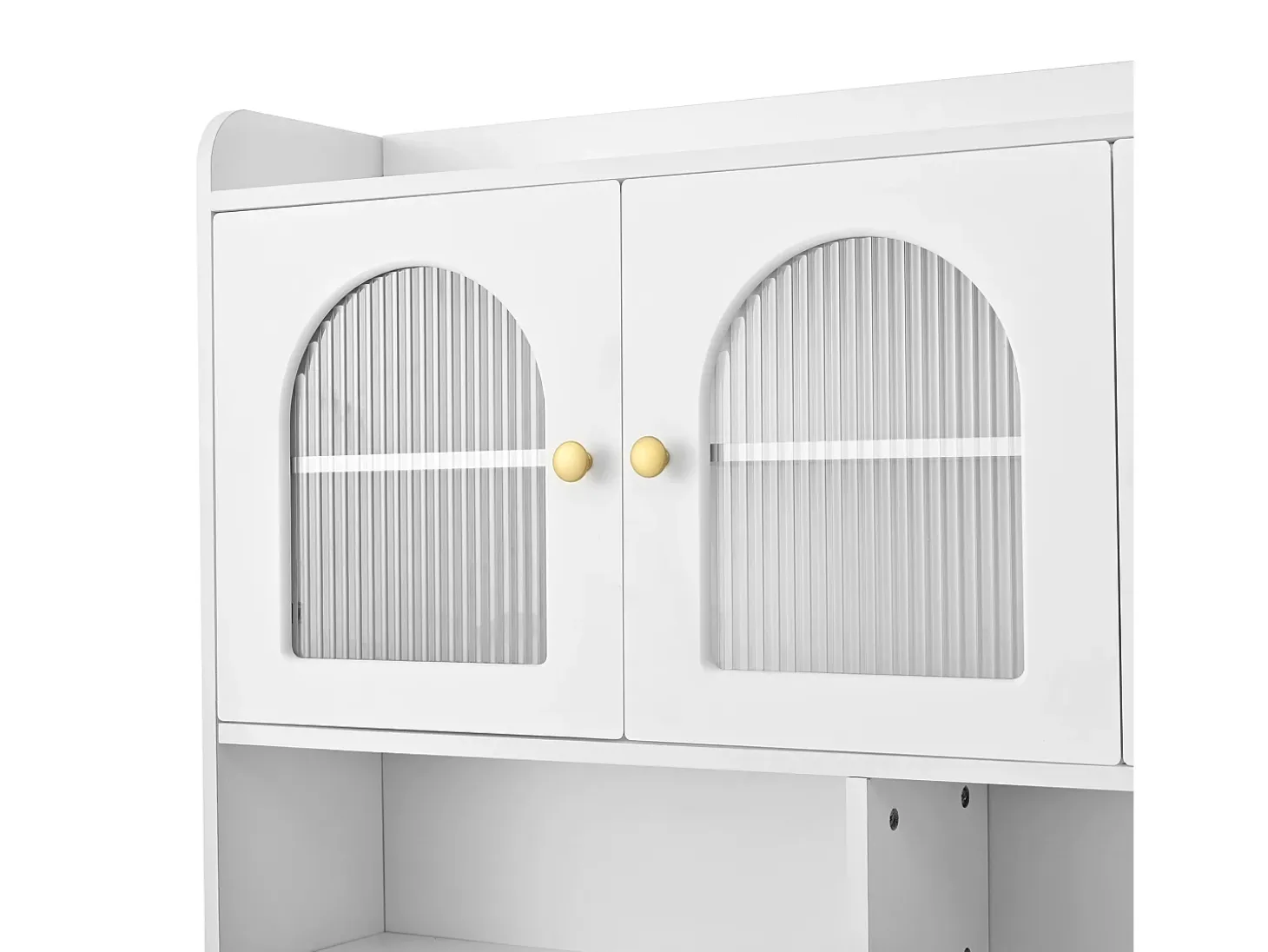 Buffet de cocina moderno 140x40x190cm - con estantes abiertos - con 3 cajones y 5 puertas - Blanco