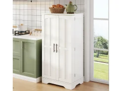 Buffet de cocina 60x40x120 cm - con sensor de luz LED - con 2 puertas - con estantes - diseño moderno - Blanco