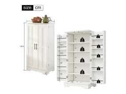 Buffet de cocina 60x40x120 cm - con sensor de luz LED - con 2 puertas - con estantes - diseño moderno - Blanco