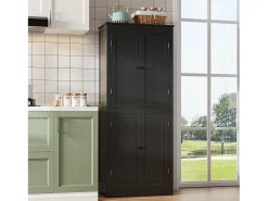 Buffet de cocina 75x40x180cm - 2 puertas de almacenamiento con estantes - 1 cajón y compartimento de almacenamiento - Negro